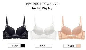 Seamless U-shaped back bras in black, white, and nude colors with lace trim detail