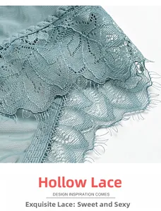 Macro detail of Morandi blue sheer floral lace fabric with delicate eyelash trim