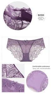 Detailansicht lila Spitzenunterwäsche mit nahtlosem Design und atmungsaktivem Baumwollfutter