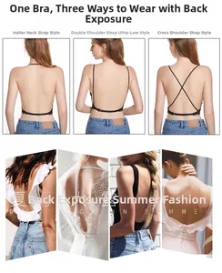 Black backless lace bra showing versatile strap options for low-back summer dresses