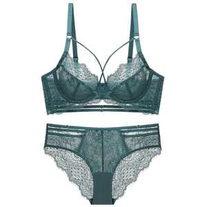 Sexy Blumen Spitze BH und Slip Ultradünn Transparent Minimierer mit Bügel Lingerie für Damen Plus Size Stickerei Unterwäsche