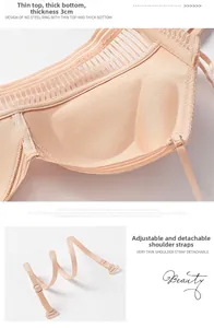 Detail of 3cm thick padded bra cups with adjustable and removable shoulder straps