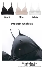 Vue macro du tissu en soie glacée sans couture et coutures fines sur le soutien-gorge