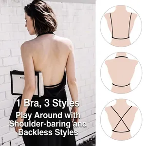 Lace bralette with three-way convertible back straps in black for backless dresses