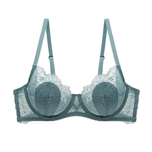 French Sexy Lace Bra Women Thin Rabbit Ear Cup Underwire Floral Embroidery Mesh Transparent Bralette For Lady