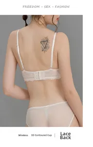 Lace bralette set featuring wireless 3D cups and delicate floral back lace detail