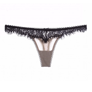 String Sexy en Dentelle Française pour Femmes Taille Basse Maille Respirante G-String Lingerie Sous-vêtements Romantiques Culottes Brodées