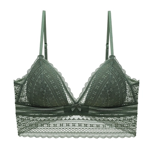 French Lace Wireless Bralette For Women U Shaped Backless Triangle Cup Thin Breathable Sexy Lingerie Bra Daily Wedding Wear