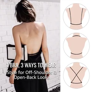 Lace backless bralette with adjustable straps for U-back, halter, and cross styles