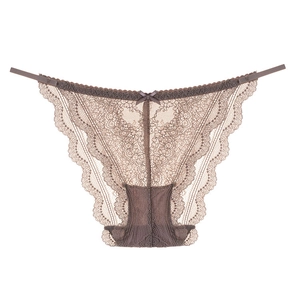 Women French Lace Panties Sexy Hollow Out Floral Low Waist Briefs Breathable Lingerie With Bow Decor Soft Underwear