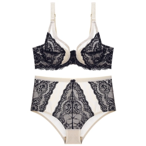Sexy Women Lace Bra And Panty Floral Embroidery Ultra Thin Push Up Lingerie Combination Underwire Breathable Intimates