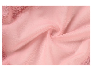 Detailed macro shot of breathable pink honeycomb mesh fabric for sheer lace lingerie