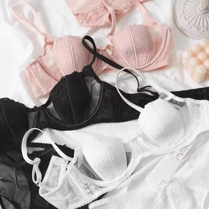 French Style Sexy Lace Lingerie Set Ultra Thin Rabbit Ear Cup Bra Anti Sagging Minimizer Bra And Panty Set For Women