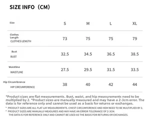 Size guide for yoga jumpsuit showing bust and waist measurements in S to XL