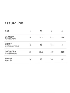 Size information chart for slim fit hooded yoga jacket in sizes S to XL with cm measurements