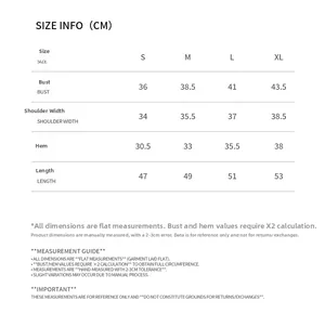Tableau des tailles pour haut de yoga avec mesures du buste et des épaules de S à XL