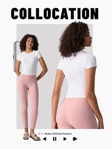 T-shirt de yoga blanc slim à demi-zip et ensemble de leggings roses taille haute