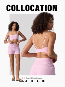 Ensemble soutien-gorge de sport à fines bretelles et short rose, design dos nageur