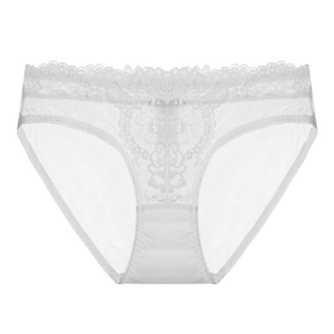 Culotte élégante en dentelle blanche avec broderie florale et petit nœud en satin chic