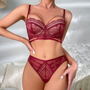 Lingerie da Donna Sexy in Pizzo Floreale Top And Bottom Reggiseno Push Up Con Ferretto E Slip Intimo Notte Comodo