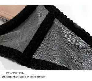 Detailed macro view of heightened soft rubber bone for smoothing underarm bulge on lace bra