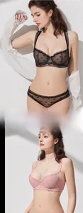 Detail of lace mesh lingerie with heart patterns and pleated ruffle trim for women