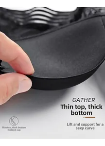 Detail view of black push-up bra cup with integrated padding for lifting and support