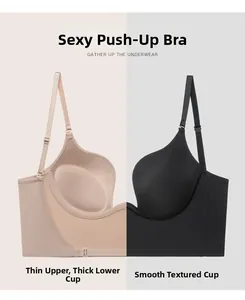 Détails des bonnets de soutien-gorge push-up sans couture avec tissu lisse et rembourré