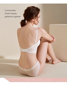 Rear view of white backless lingerie set featuring polka dots and elastic stripes