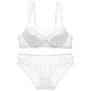 Elegantes weißes Spitzenunterwäsche-Set mit Bügel-BH und passendem Spitzenhöschen