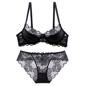 Sexy Floral Lace Lingerie Set Women Sheer Mesh Underwire Bra And Panty Set Top And Bottom Bra Sets For Women