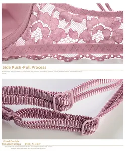 Dettaglio delle ali in pizzo rosa e doppie spalline regolabili sul reggiseno donna
