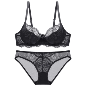 Women Sexy Lace Bra And Panty Top And Bottom Supportive Underwire Floral Embroidery Breathable Lingerie For Daily Comfort