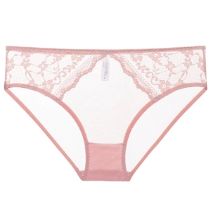 Culotte sexy en dentelle rose avec broderie florale et doublure en coton pur
