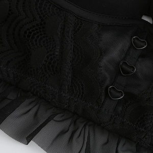 Soutien-gorge en dentelle noire française avec dos en U et boucles en forme de cœur