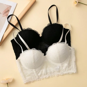 Soutien-Gorge Bustier en Dentelle Sexy Français pour Femmes Sous-Vêtements Modelants Beauté du Dos Bralette Longline en Dentelle Florale