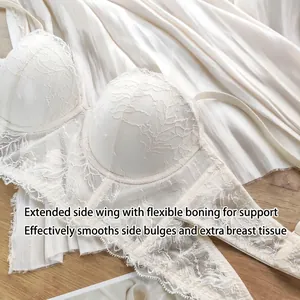 Soutien-gorge en dentelle blanche de style français avec broderie et baleines de soutien