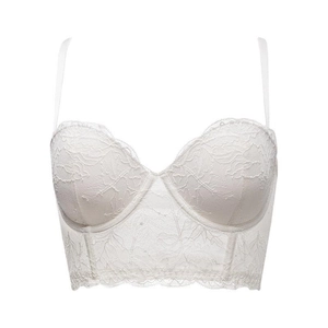 Soutien-gorge bustier en dentelle blanche élégante avec motifs floraux et style corset