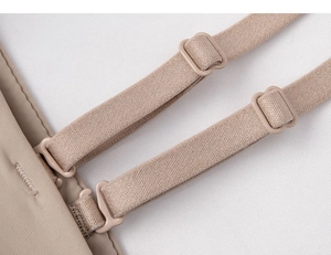 Detail of adjustable seamless bra straps with smooth buckles and high elasticity fabric