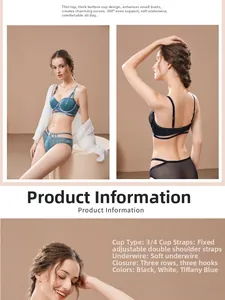 Ensemble de lingerie détaillé avec bonnets 3/4, armature souple et triple agrafe