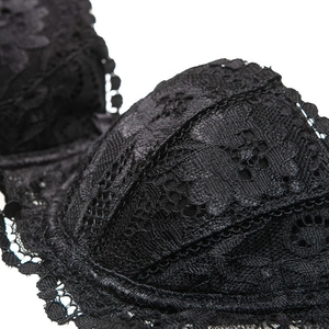 Soutien-gorge pigeonnant en dentelle noire sexy avec bonnets demi et broderie florale
