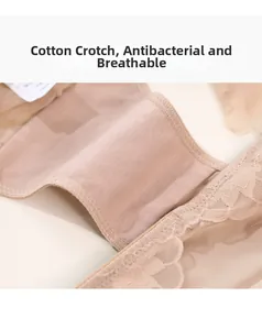Detailed macro view of the breathable cotton antibacterial crotch on lace lingerie