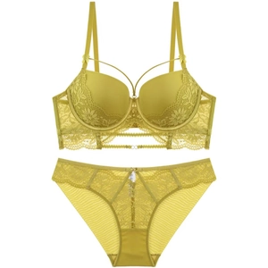 Soutien-Gorge Et Culotte En Dentelle Sexy Lingerie Push Up Pour Femmes Broderie Florale Avec Armatures Style Français Sous-Vêtements Ajustables