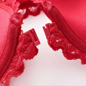 Chiusura anteriore del reggiseno in pizzo rosso sexy con ricamo in stile francese