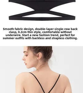 Détail du soutien-gorge dos nu noir avec bonnets fins de 0,2 cm et boucle à une rangée