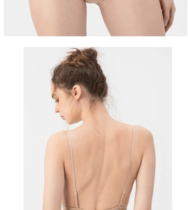 Détails du body sans couture couleur chair avec fines bretelles réglables et dos nu plongeant