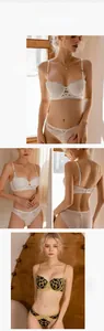 Lace lingerie set featuring white floral embroidery and green leopard print patterns
