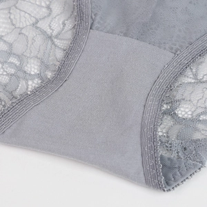 French style thin lace panties for women in dusty blue featuring breathable mesh design