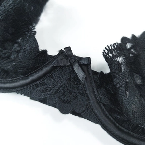 French lace bra with floral pattern and satin bow detail for full figure support