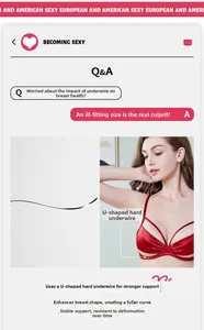 Detail view of U-shaped steel wire design on red satin bra for enhanced lift and support
